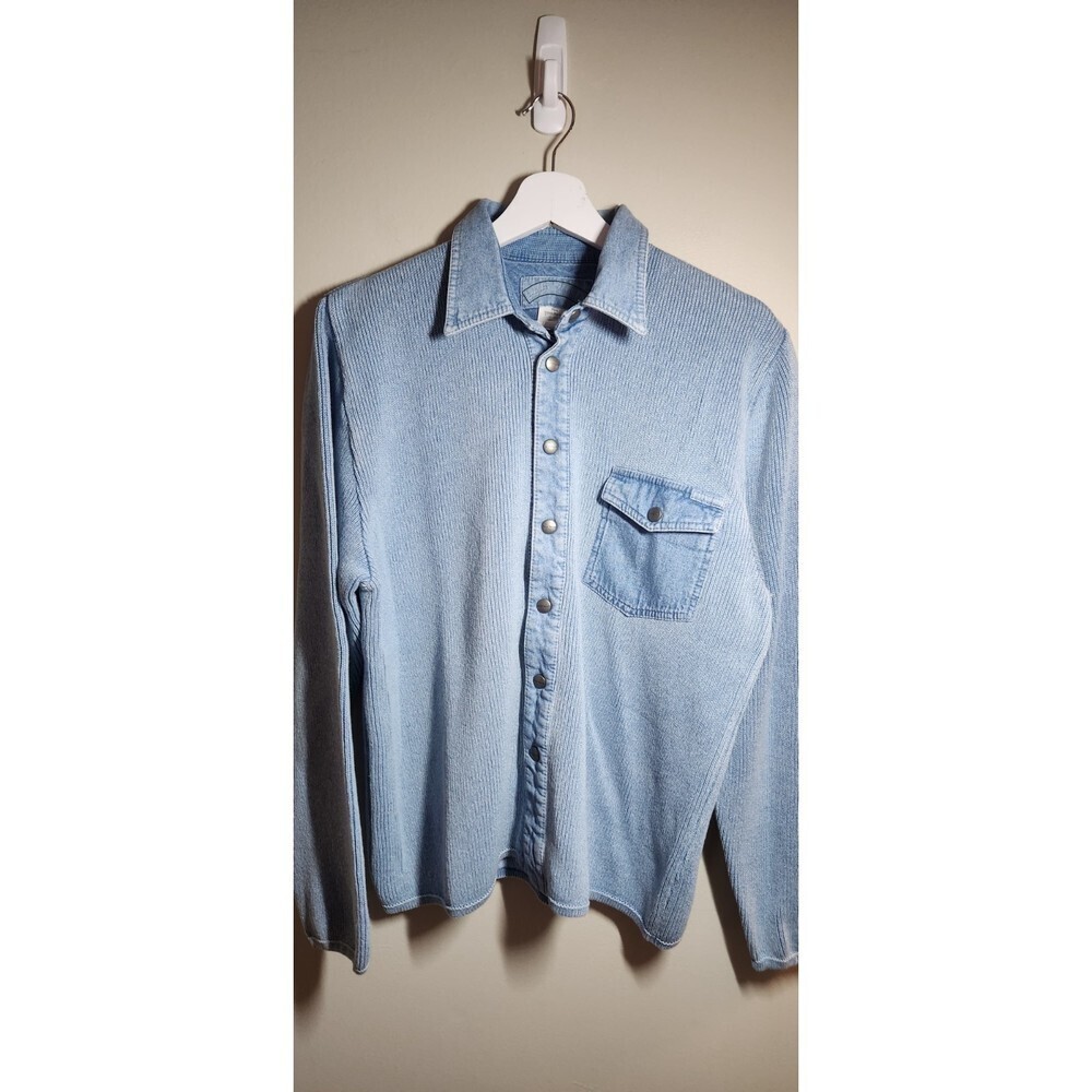 Blue Willi's Made in Denmark Denim Blue Knitted Shirt, Size Small